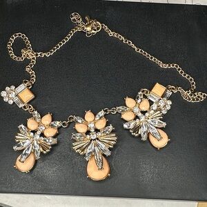 Chic Gold and Peach Floral Necklace